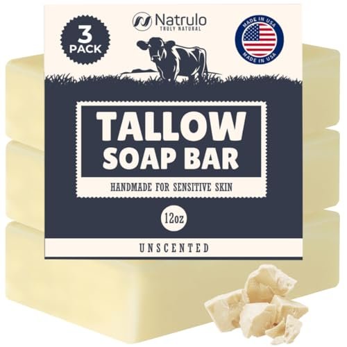Beef Tallow Soap Bar – All Natural Grass Fed Tallow Soap Unscented – Moisturizing Face & Body Wash Great for Eczema, Dry, Itchy, Sensitive Skin – Handcrafted Bath Soap for Adults, Kids, Made in USA - görsel 2
