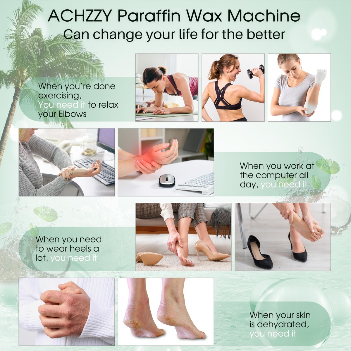 Achzzy Natural Paraffin Wax Refills, 12-Pack Coconut Scented Blocks for Deep Hydration and Moisturizing Hands & Feet Avelisse