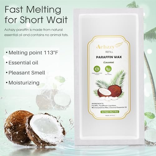Achzzy Natural Paraffin Wax Refills, 12-Pack Coconut Scented Blocks for Deep Hydration and Moisturizing Hands & Feet Avelisse