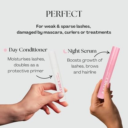 KAEMEX Eyelash Growth Serum & Conditioner Set - Hormone Free for Sensitive Eyes - 3ml Lash Serum + 3ml Eyelash Conditioner