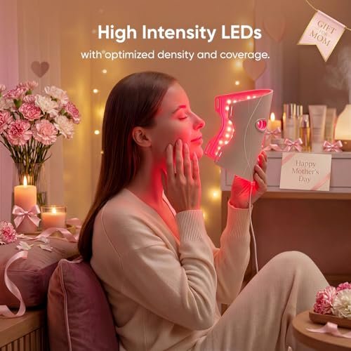Nanoleaf FDA-Cleared LED Light Therapy Face Mask with 7 Treatment Modes - Professional Red & Blue Light with NIR Facial Device for Anti-Aging - 432 LEDs, Rechargeable Avelisse