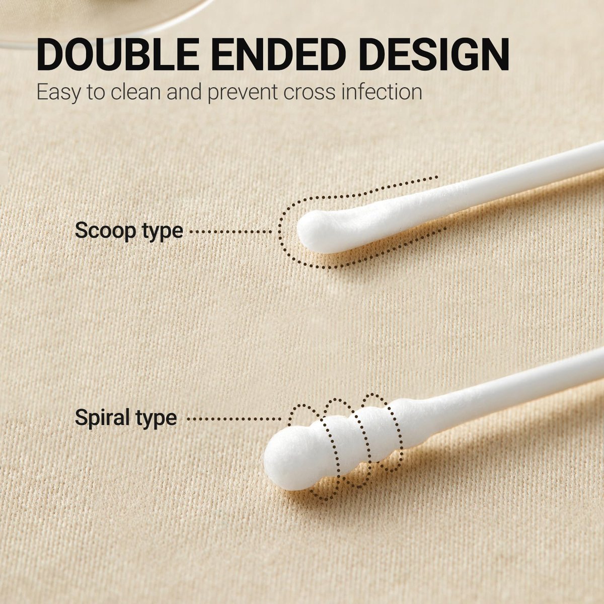 Baby Cotton Swabs 400 Pcs – Safety Cotton Buds for Newborn & Kids, Organic Cotton with Spiral & Scoop Tips Avelisse