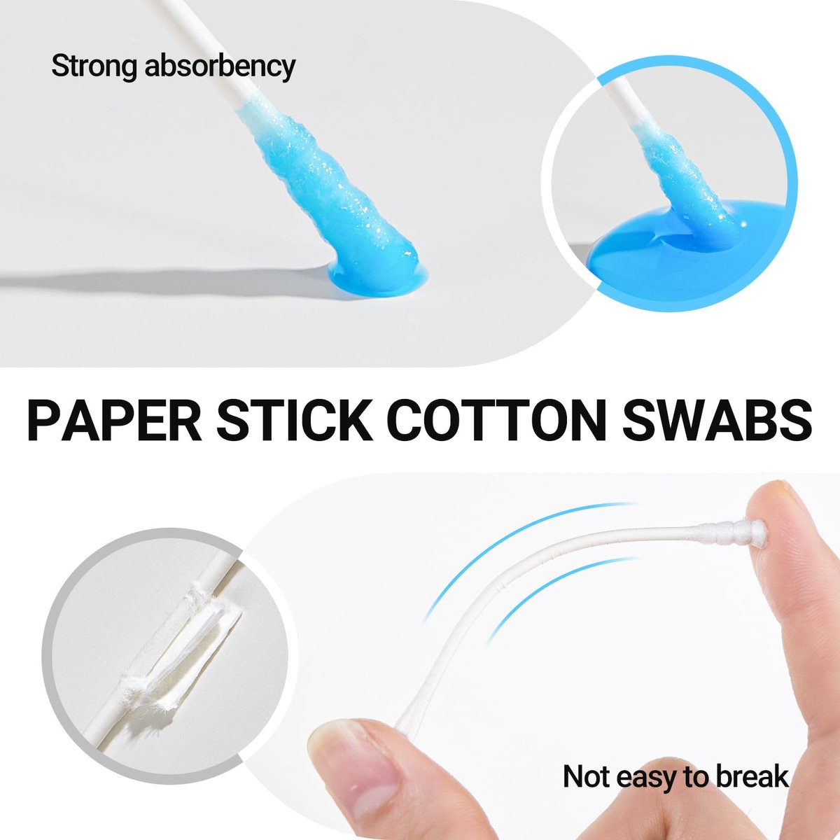 Baby Cotton Swabs 400 Pcs – Safety Cotton Buds for Newborn & Kids, Organic Cotton with Spiral & Scoop Tips Avelisse