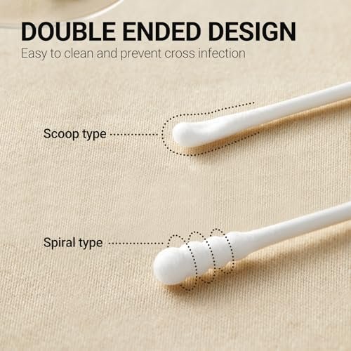 Baby Cotton Swabs 400 Pcs – Safety Cotton Buds for Newborn & Kids, Organic Cotton with Spiral & Scoop Tips Avelisse