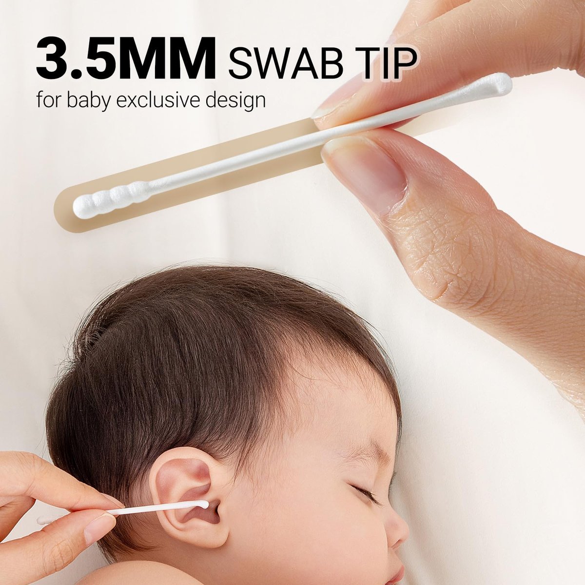 Baby Cotton Swabs 400 Pcs – Safety Cotton Buds for Newborn & Kids, Organic Cotton with Spiral & Scoop Tips Avelisse
