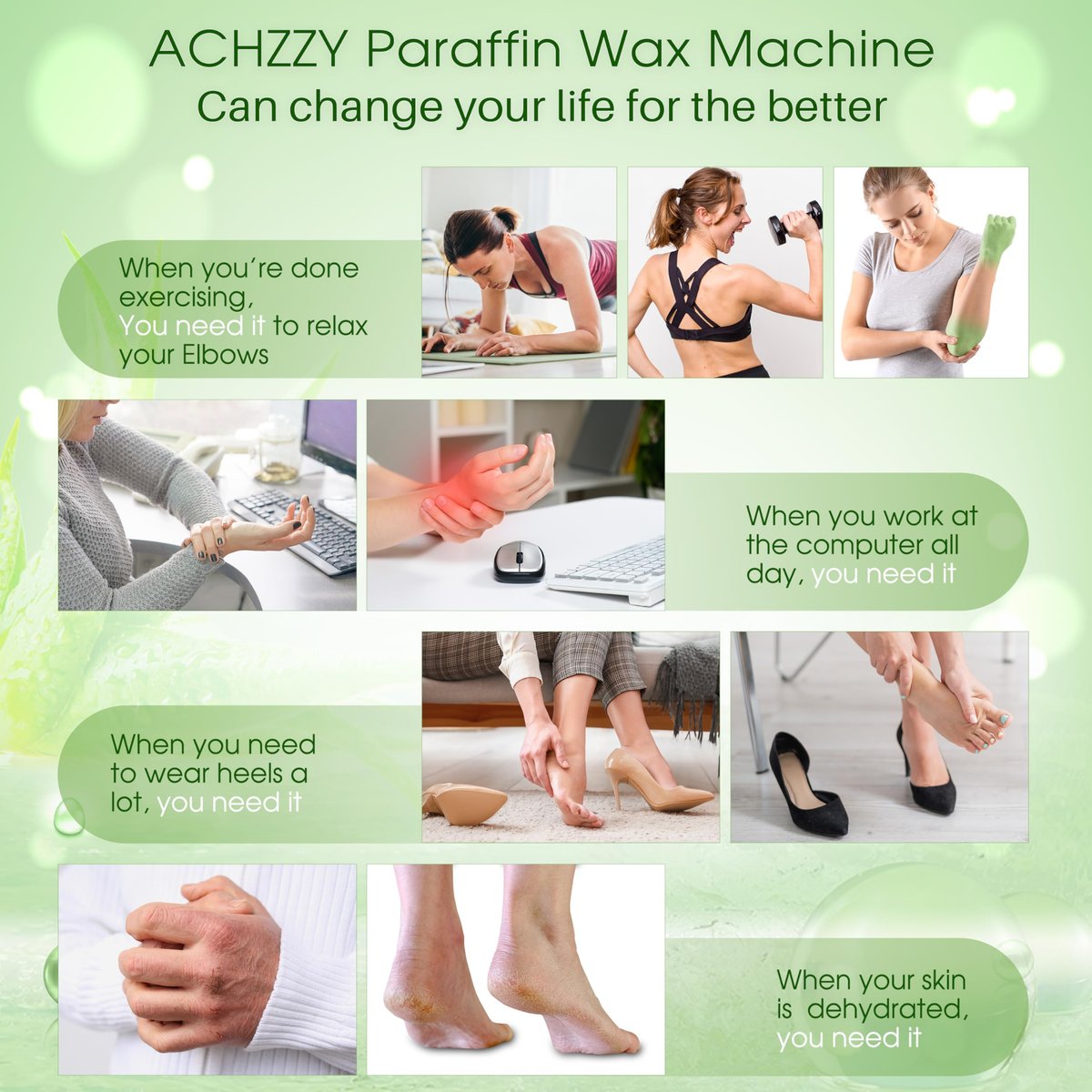 Achzzy Natural Paraffin Wax Refills, 12-Pack Aloe Scented Paraffin Wax Blocks for Hand and Feet Deep Hydration, Moisturizing & Nourishing Avelisse