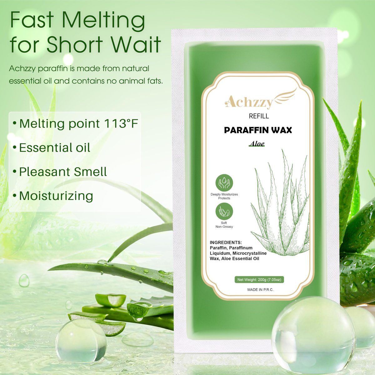 Achzzy Natural Paraffin Wax Refills, 12-Pack Aloe Scented Paraffin Wax Blocks for Hand and Feet Deep Hydration, Moisturizing & Nourishing Avelisse