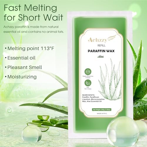 Achzzy Natural Paraffin Wax Refills, 12-Pack Aloe Scented Paraffin Wax Blocks for Hand and Feet Deep Hydration, Moisturizing & Nourishing Avelisse