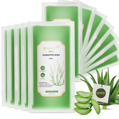 Achzzy Natural Paraffin Wax Refills, 12-Pack Aloe Scented Paraffin Wax Blocks for Hand and Feet Deep Hydration, Moisturizing & Nourishing Avelisse