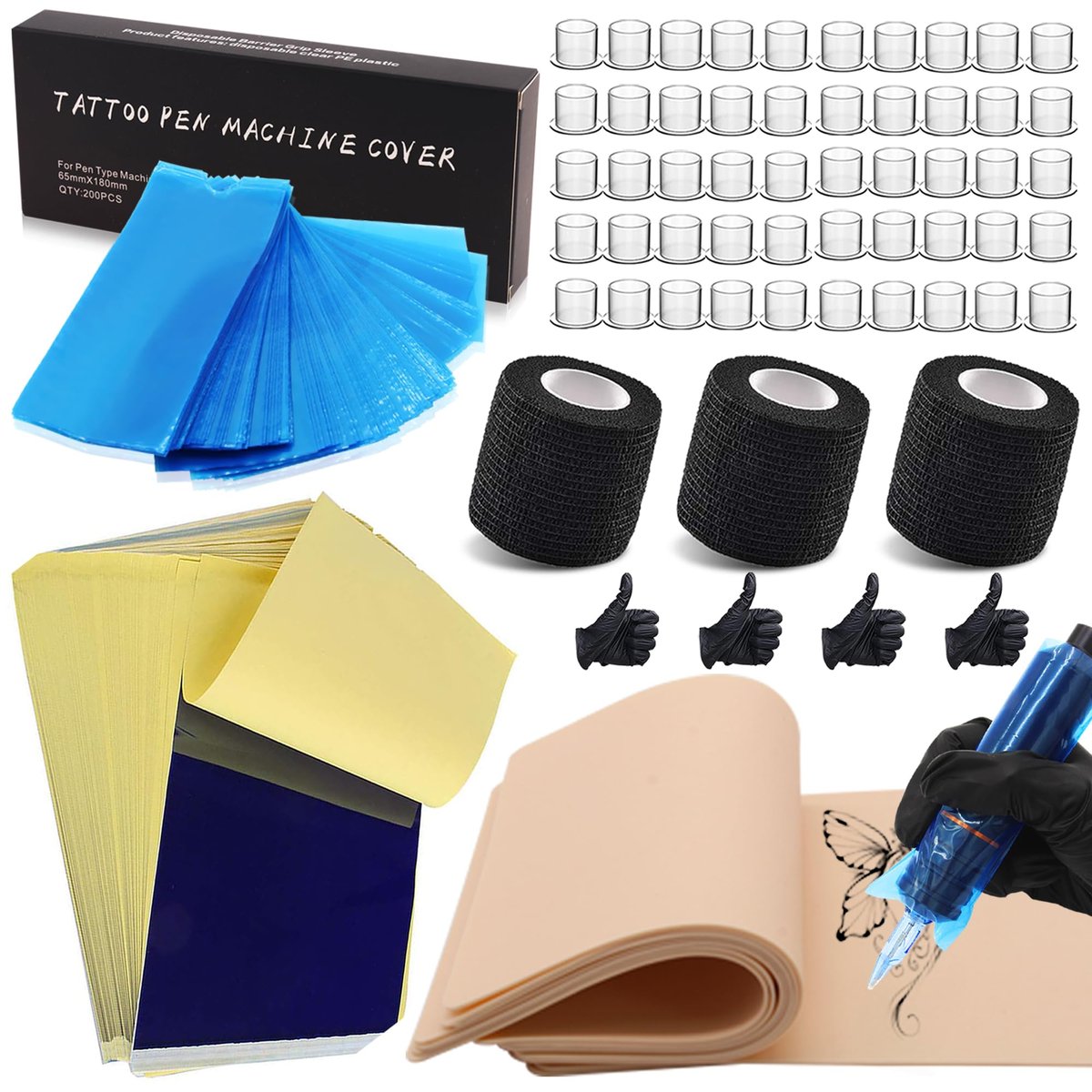 Rayyl Tattoo Practice Skin Transfer Paper Tool Kit - 66-Piece Complete Set for Beginners & Artists Avelisse