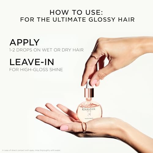 Kerastase Gloss Absolu Glaze Drops Anti-Frizz Hair Oil - Adds Gloss and Shine, Nourishes and Hydrates Hair with Hyaluronic Acid and Glycolic Acid, For All Hair Types Avelisse