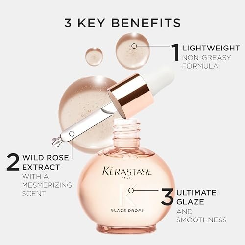 Kerastase Gloss Absolu Glaze Drops Anti-Frizz Hair Oil - Adds Gloss and Shine, Nourishes and Hydrates Hair with Hyaluronic Acid and Glycolic Acid, For All Hair Types Avelisse