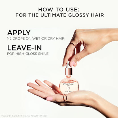 Kerastase Gloss Absolu Glaze Drops Anti-Frizz Hair Oil - Adds Gloss and Shine, Nourishes and Hydrates Hair with Hyaluronic Acid and Glycolic Acid, For All Hair Types Avelisse