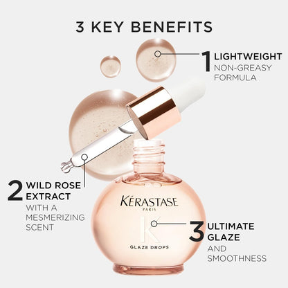 Kerastase Gloss Absolu Glaze Drops Anti-Frizz Hair Oil - Adds Gloss and Shine, Nourishes and Hydrates Hair with Hyaluronic Acid and Glycolic Acid, For All Hair Types Avelisse