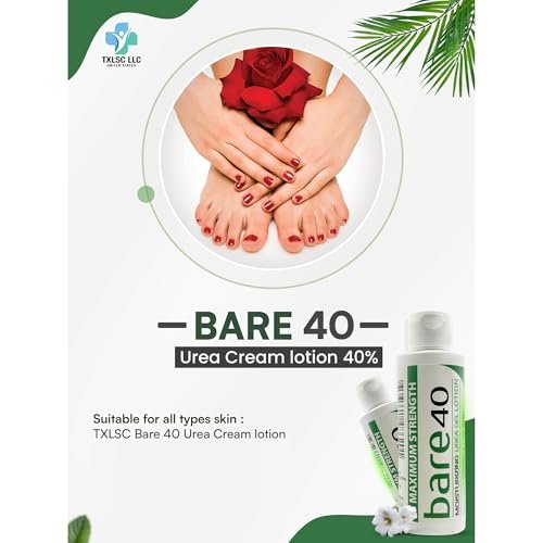 Professional Bare 40 Pro Lotion with 40% Urea Cream – Hydrating & Exfoliating for Dry, Rough Skin – Enriched with Tea Tree Oil, Aloe Vera & Jojoba Beads Avelisse