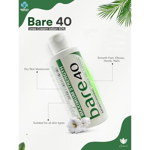 Professional Bare 40 Pro Lotion with 40% Urea Cream – Hydrating & Exfoliating for Dry, Rough Skin – Enriched with Tea Tree Oil, Aloe Vera & Jojoba Beads Avelisse