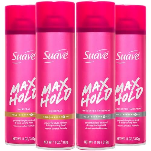 Suave Max Hold Hairspray Variety 4-Pack: Scented & Unscented, 11 Oz Each Avelisse