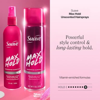 Suave Hairspray Unscented Max Hold Variety 2-Pack – Non-Aerosol & Aerosol, 11 oz Each Avelisse
