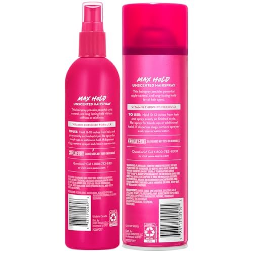 Suave Hairspray Unscented Max Hold Variety 2-Pack – Non-Aerosol & Aerosol, 11 oz Each Avelisse