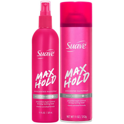 Suave Hairspray Unscented Max Hold Variety 2-Pack – Non-Aerosol & Aerosol, 11 oz Each Avelisse