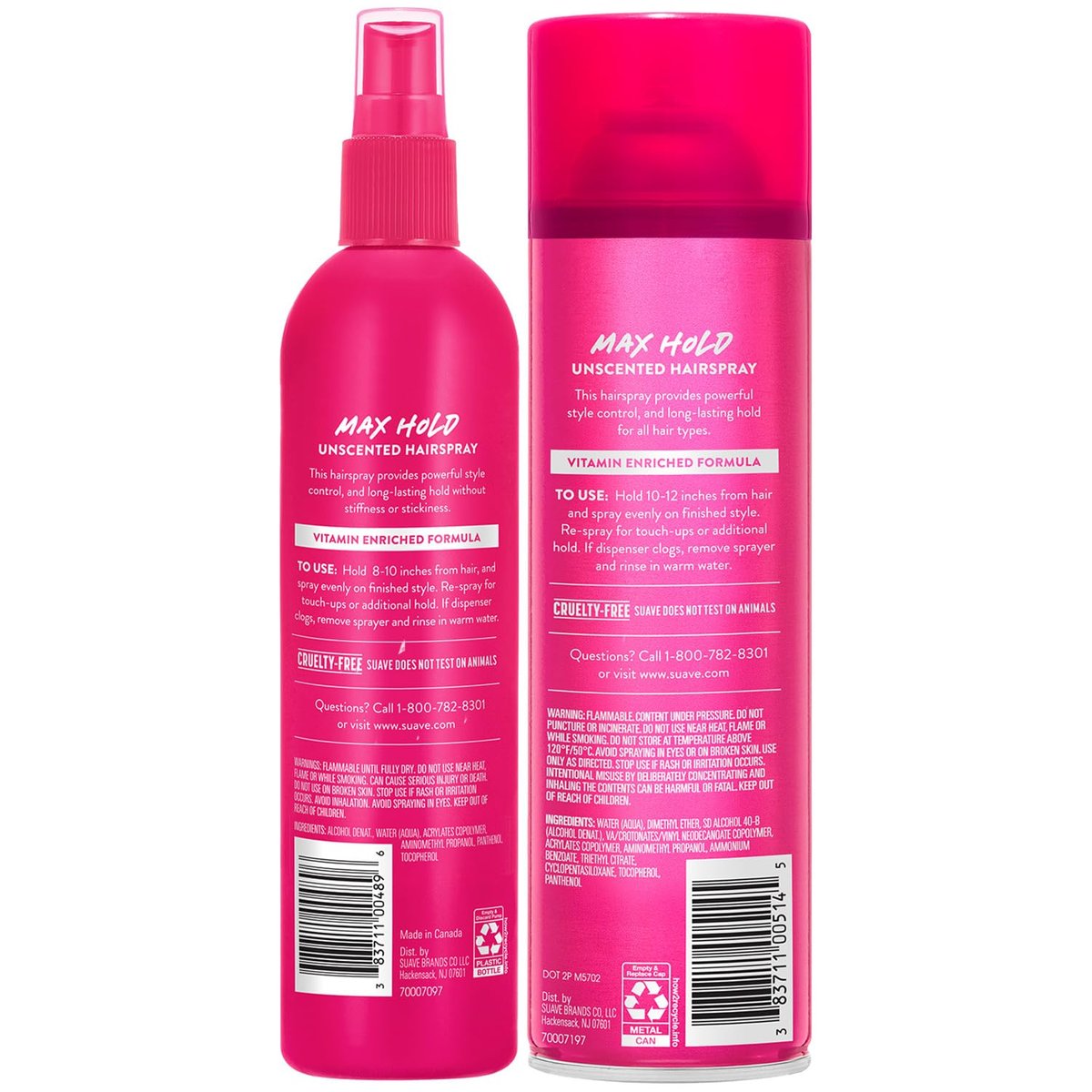 Suave Hairspray Unscented Max Hold Variety 2-Pack – Non-Aerosol & Aerosol, 11 oz Each Avelisse