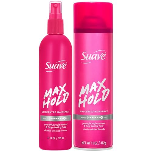 Suave Hairspray Unscented Max Hold Variety 2-Pack – Non-Aerosol & Aerosol, 11 oz Each Avelisse
