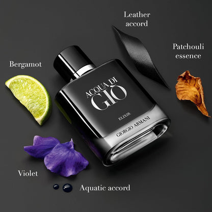 Armani Beauty Acqua di Giò Elixir – Woody & Earthy Cologne for Men with Violet, Leather & Marine Accords – 1.6 Fl Oz Avelisse