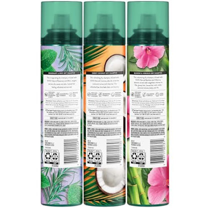 Suave Dry Shampoo Variety 3-Pack – Invigorating Rosemary & Mint, Volumizing Bamboo & Hibiscus, Refreshing Sweet Coconut, 4.3 Oz Each Avelisse