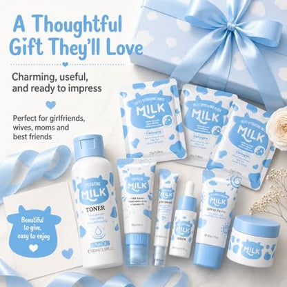 Milk Skincare Set for Women & Girls – Hydrating Skin Care for Teens 10-12, Complete Gift Set for Kids, Self Care Beauty Gift for Her, Mothers Day Gifts Set Avelisse