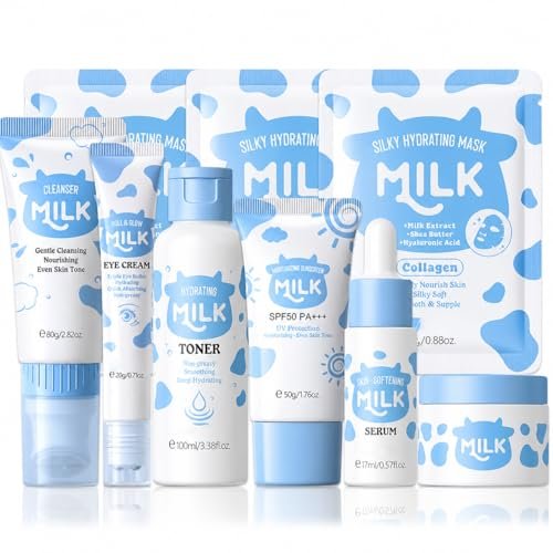 Milk Skincare Set for Women & Girls – Hydrating Skin Care for Teens 10-12, Complete Gift Set for Kids, Self Care Beauty Gift for Her, Mothers Day Gifts Set Avelisse