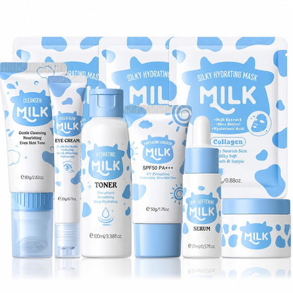 Milk Skincare Set for Women & Girls – Hydrating Skin Care for Teens 10-12, Complete Gift Set for Kids, Self Care Beauty Gift for Her, Mothers Day Gifts Set Avelisse