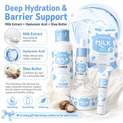 Milk Skincare Set for Women & Girls – Hydrating Skin Care for Teens 10-12, Complete Gift Set for Kids, Self Care Beauty Gift for Her, Mothers Day Gifts Set Avelisse