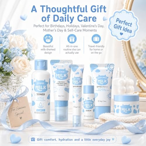 Milk Skincare Set for Women & Girls – Hydrating Skin Care for Teens 10-12, Complete Gift Set for Kids, Self Care Beauty Gift for Her, Mothers Day Gifts Set Avelisse