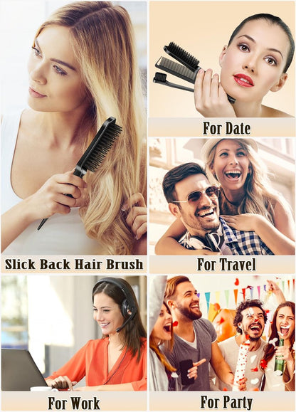 Hair Wax Stick & Slick Back Hair Brush Set 6Pcs - Non-Greasy Styling Wax for Flyaways, Bun Accessories for Women, Kids & Teen Girls
