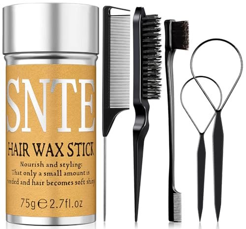 Hair Wax Stick & Slick Back Hair Brush Set 6Pcs - Non-Greasy Styling Wax for Flyaways, Bun Accessories for Women, Kids & Teen Girls - görsel 2