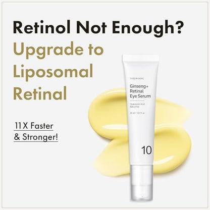 TOSOWOONG Ginseng Plus Retinal Eye Serum - Korean Anti-Aging Eye Cream with Retinal, Niacinamide & Bakuchiol for Puffy Eyes, Dark Circles, Fine Lines & Wrinkles, 1.01 fl.oz.