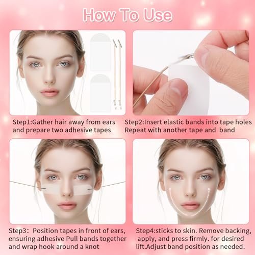 Lnngub 60 Pcs Face Lift Tape - Invisible Instant Facelift Tape for Sagging Skin, Eyes, Neck, Double Chin & Wrinkles - görsel 10