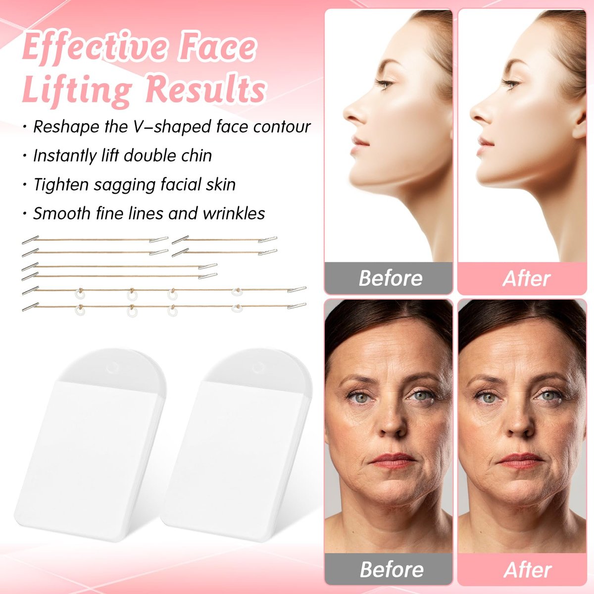 Lnngub 60 Pcs Face Lift Tape - Invisible Instant Facelift Tape for Sagging Skin, Eyes, Neck, Double Chin & Wrinkles - görsel 11