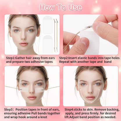 Lnngub 60 Pcs Face Lift Tape - Invisible Instant Facelift Tape for Sagging Skin, Eyes, Neck, Double Chin & Wrinkles