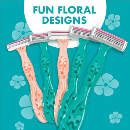 BIC Soleil 3 Simply Women's Disposable 3 Blade Razors, Moisture Strip and Floral Handles, 5-Pack - görsel 6