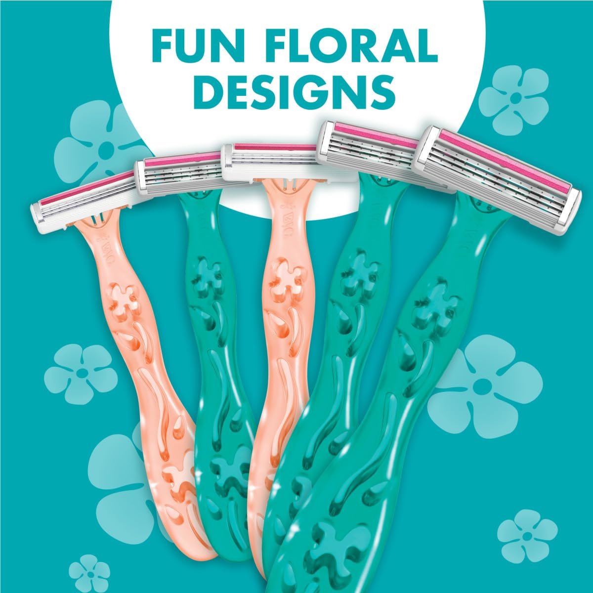 BIC Soleil 3 Simply Women's Disposable 3 Blade Razors, Moisture Strip and Floral Handles, 5-Pack - görsel 5