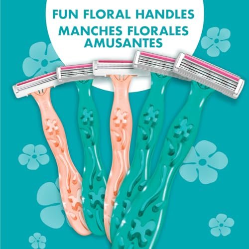 BIC Soleil 3 Simply Women's Disposable 3 Blade Razors, Moisture Strip and Floral Handles, 5-Pack - görsel 14