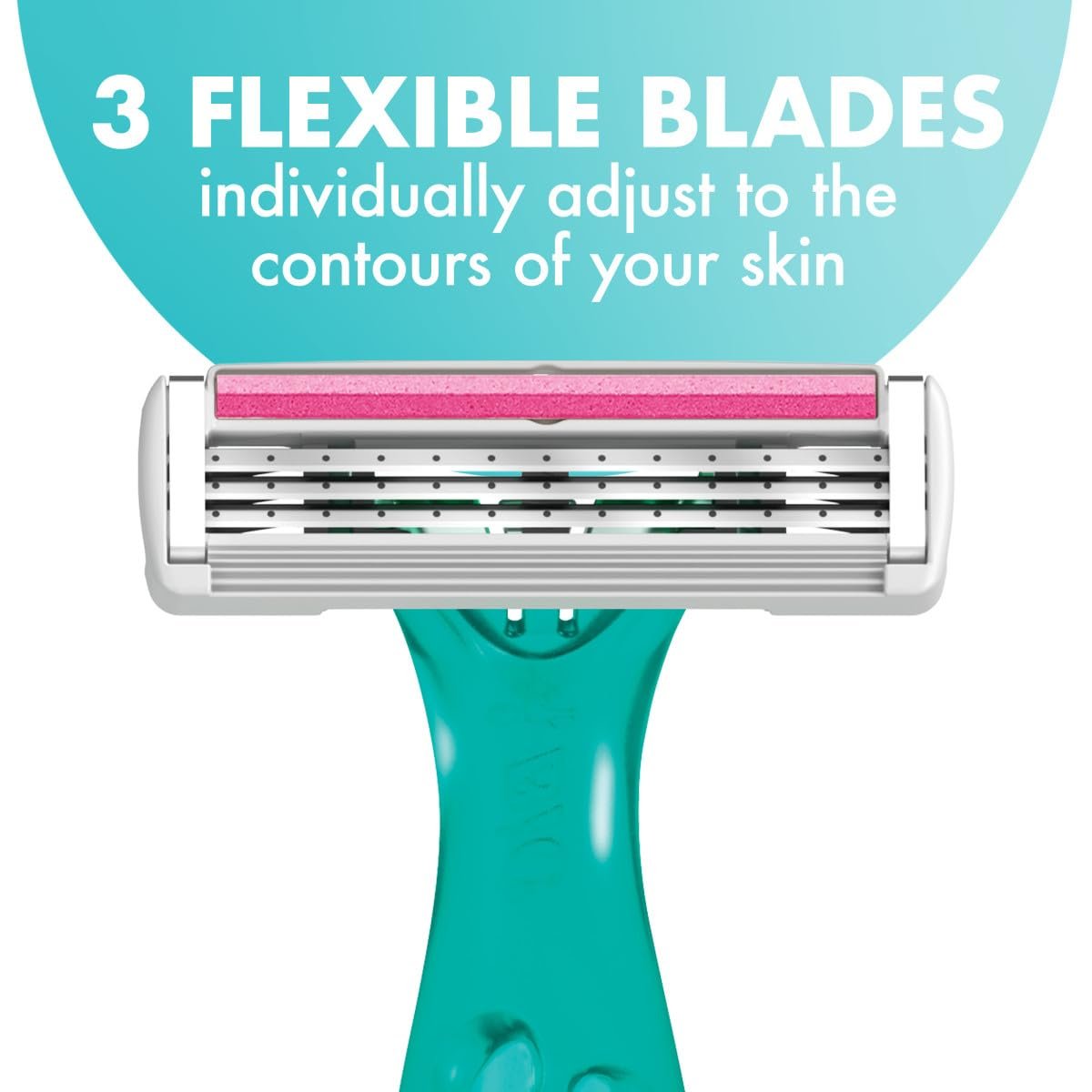 BIC Soleil 3 Simply Women's Disposable 3 Blade Razors, Moisture Strip and Floral Handles, 5-Pack - görsel 7