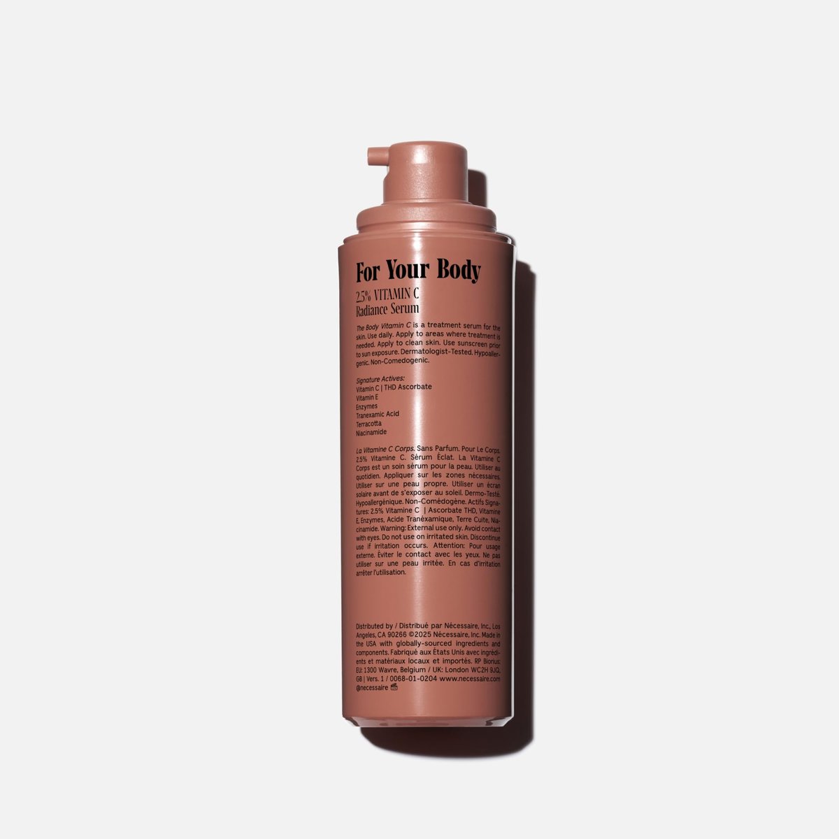 Nécessaire The Body Vitamin C Serum – Brightening Body Serum with Pure Vitamin C, Tranexamic Acid & Enzymes for Uneven Skin Tone | Dermatologist-Tested, Hypoallergenic, 5.1 oz Avelisse
