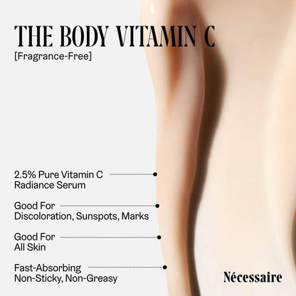 Nécessaire The Body Vitamin C Serum – Brightening Body Serum with Pure Vitamin C, Tranexamic Acid & Enzymes for Uneven Skin Tone | Dermatologist-Tested, Hypoallergenic, 5.1 oz Avelisse