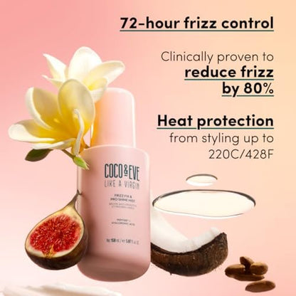 Coco & Eve Like A Virgin Frizz Fix & Pro Shine Mist – 72H Frizz Control & Instant Shine | Lightweight Heat Protectant & Detangling Spray for All Hair Types (5.07 fl oz) Avelisse