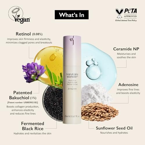 Haruharu Wonder Black Rice Night Knight Retinol Serum – Firming & Smoothing Night Treatment with Hydrating Formula, 0.67 fl.oz - görsel 6