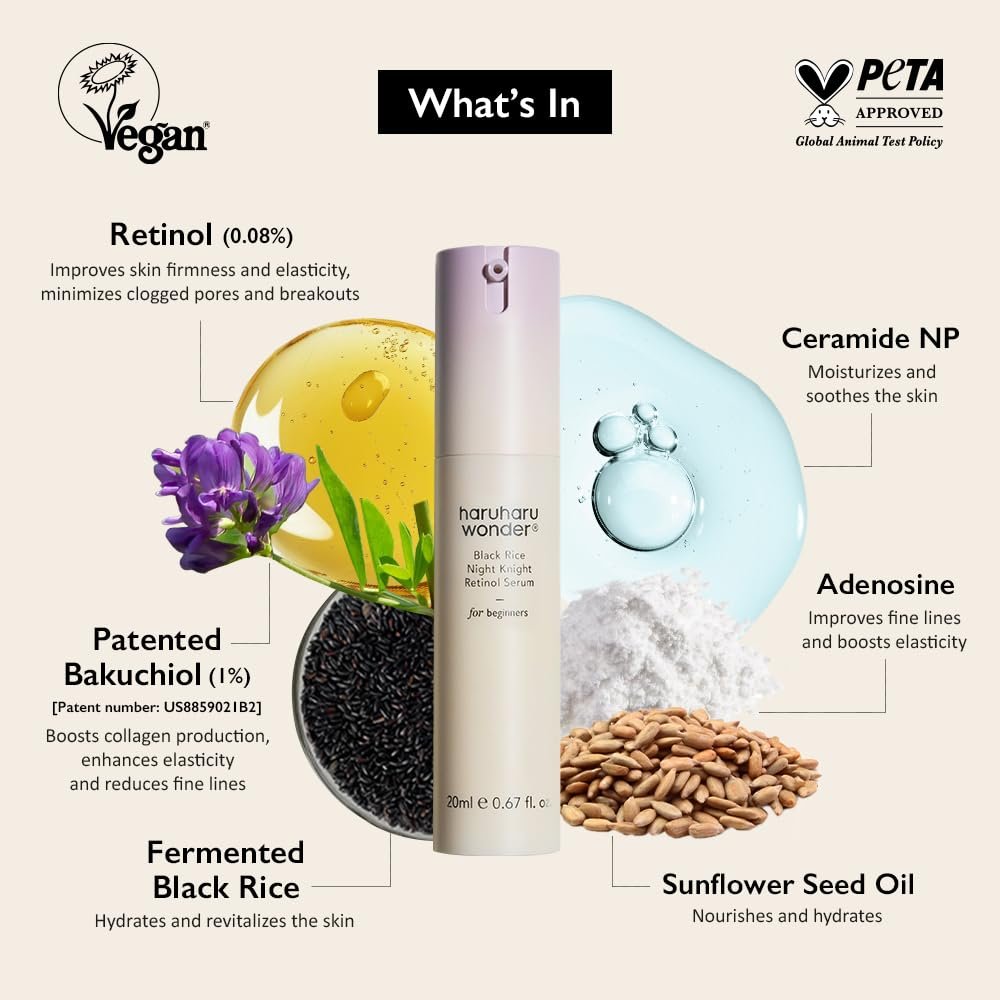 Haruharu Wonder Black Rice Night Knight Retinol Serum – Firming & Smoothing Night Treatment with Hydrating Formula, 0.67 fl.oz - görsel 5