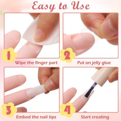 Zhaoyao Flexible Bendable Nail Practice Hand for Acrylic Nails - Silicone Manicure Training Kit with 100 Nail Tips & 192 Jelly Glues for Beginners
