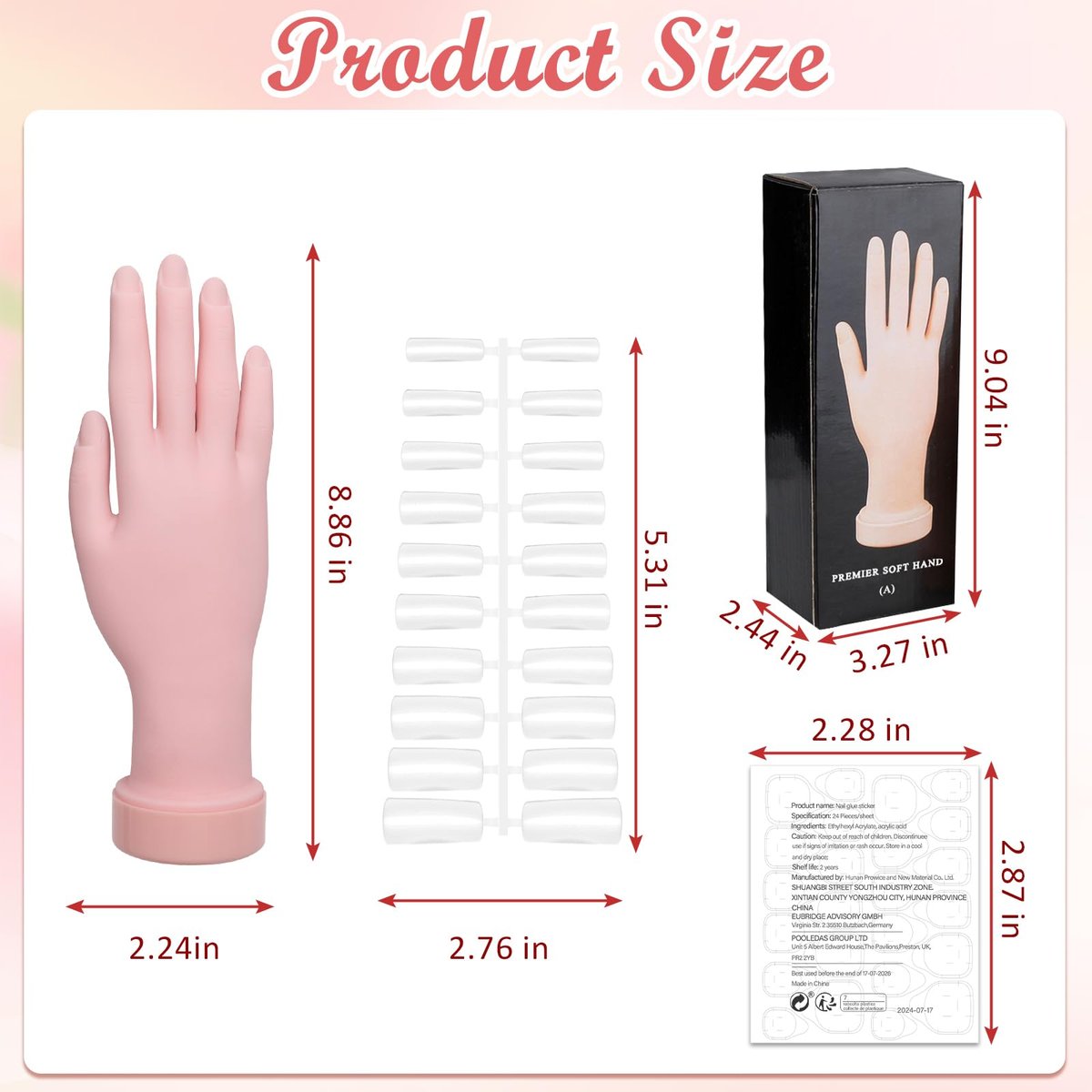 Zhaoyao Flexible Bendable Nail Practice Hand for Acrylic Nails - Silicone Manicure Training Kit with 100 Nail Tips & 192 Jelly Glues for Beginners - görsel 11